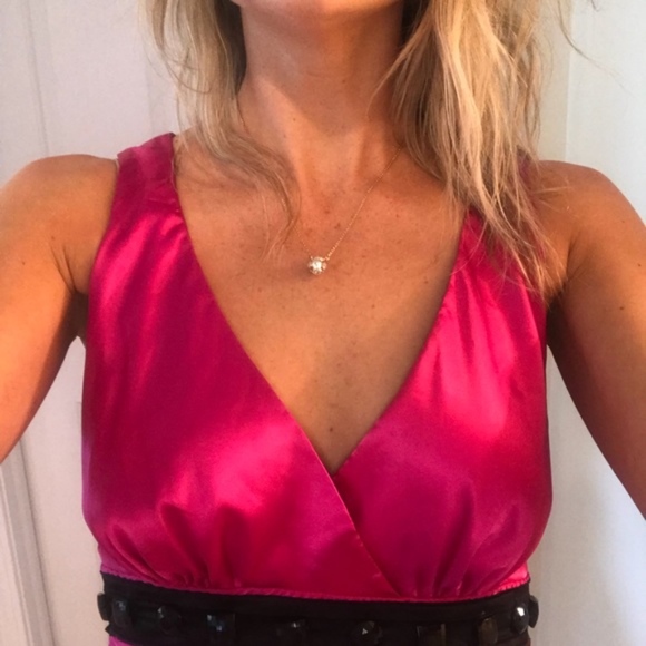 Matty M Pink + Black Sleeveless Blouse - Size XS Perfect for Christmas Holidays! - Picture 4 of 8